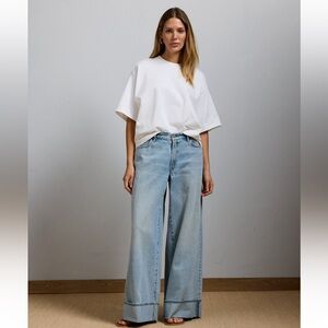 American eagle super wide cuffed jean